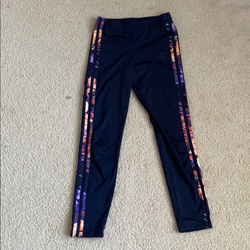 girls navy blue adidas leggings